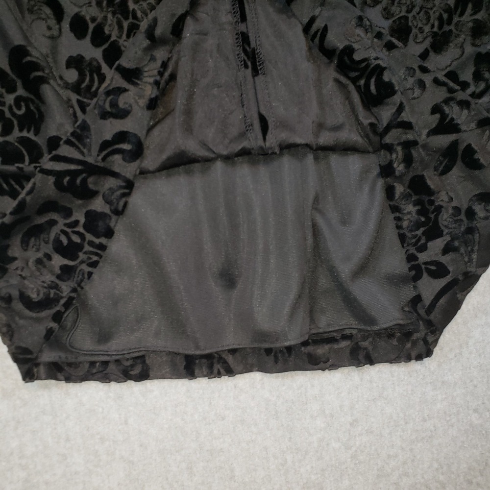 Vintage Caron Velvet Embossed Top Blouse Womens Black Sz 14 Lined Sheer Sleeves - Picture 11 of 14